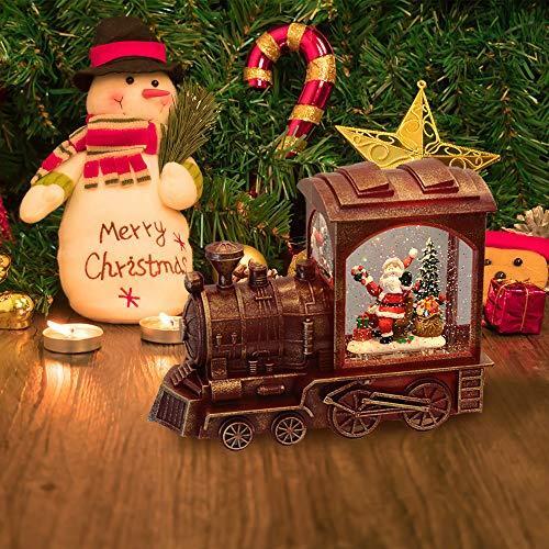 Eldnacele Singing Christmas Train Snow Globe with Music & Timer, Lighted-up