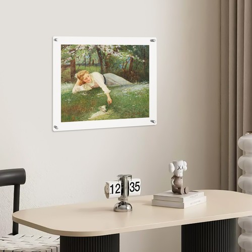 16" x 20" Clear Acrylic Picture Frame Wall Mount Floating Frameless Double Panel