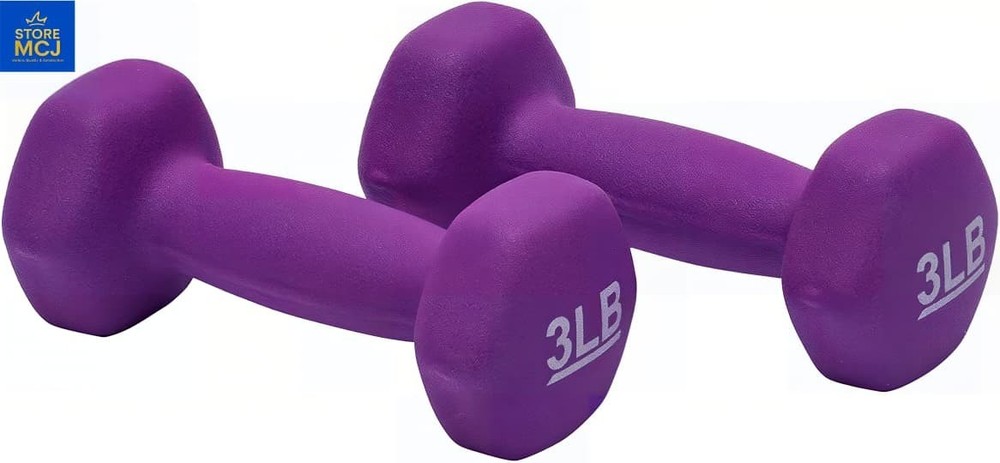 Amazon Basics - Neoprene Dumbbell Set 3 lbs Each (Pack of 2) – Hex Shape