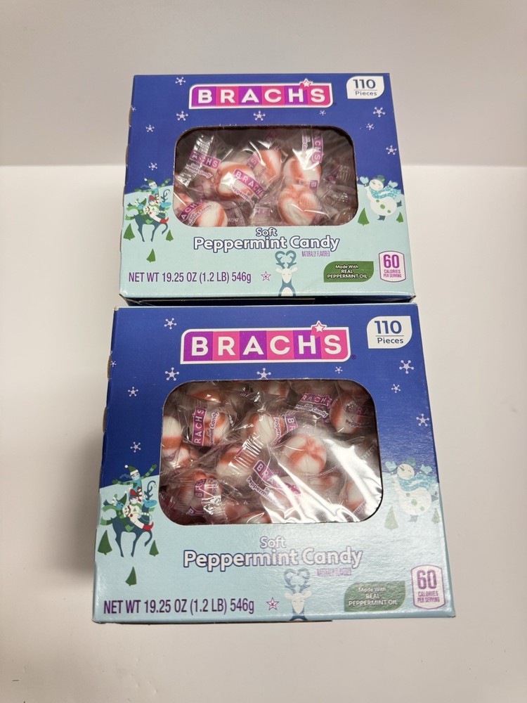 2 Brach's Holiday Soft Peppermint Candy  Individually Wrapped Mints  110 ct 2027