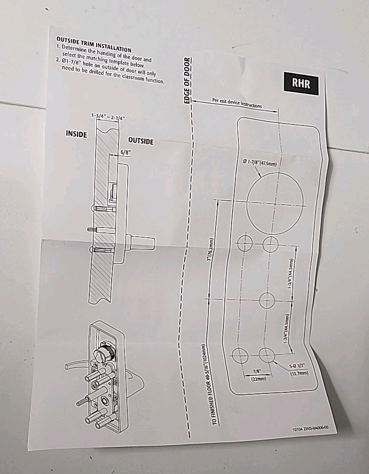 PAMEX E5000/L-AL-SC PANIC EXIT DEVICE