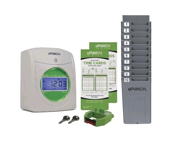 Upunch HN1500C Bundle Time Clock, Missing Keys, Open Box New