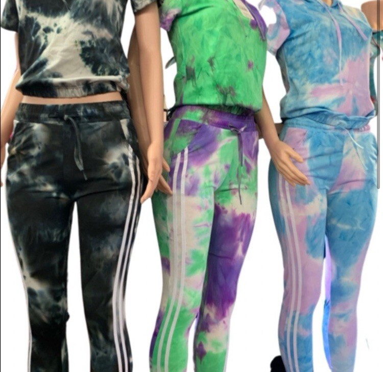Ladies Tie Dye 2pc Set Green