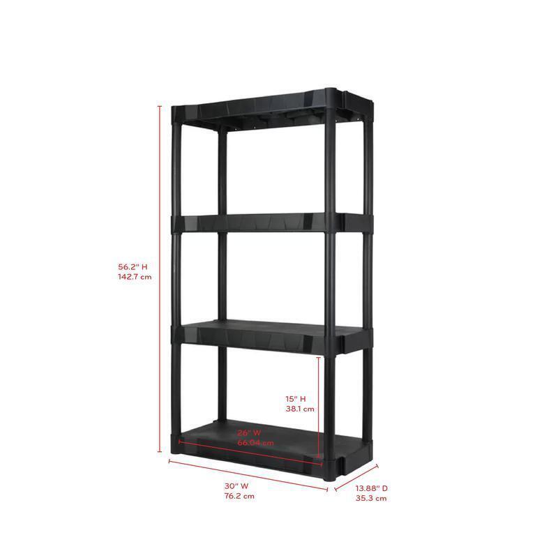 4-Tier Plastic Shelving Unit Easy Assembly Heavy Duty Storage Solution New