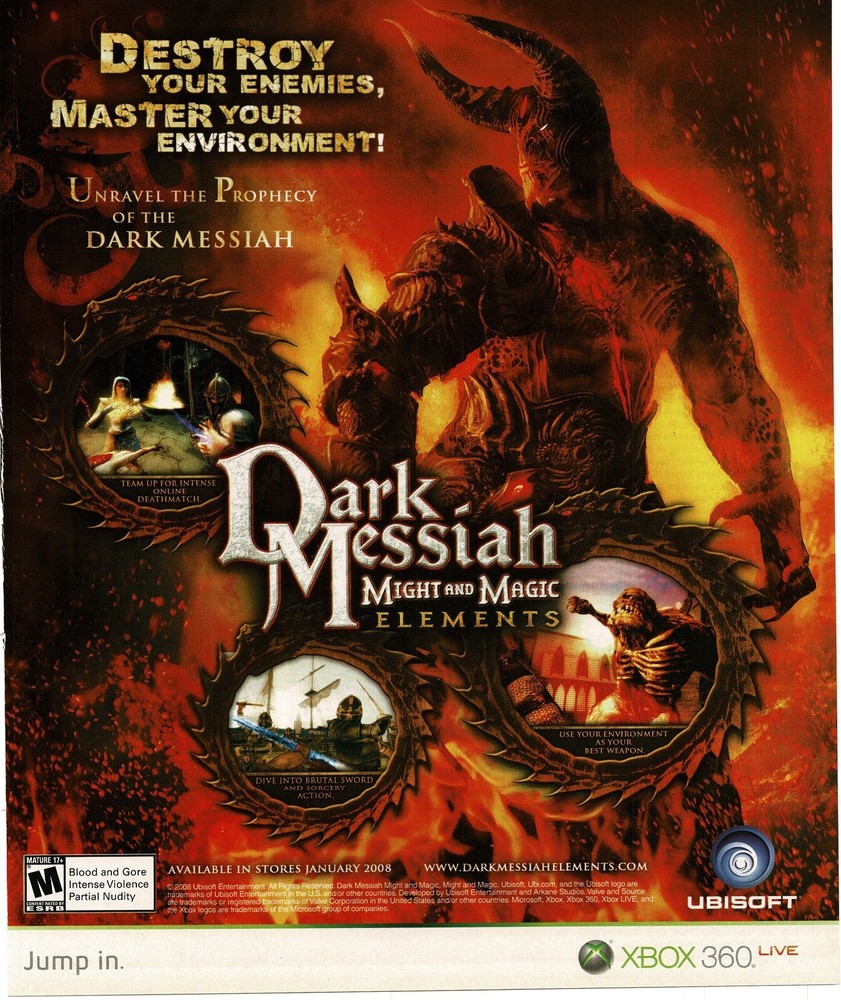 2008 Dark Messiah Might and Magic Elements Video Game Vintage Print Ad Ubisoft