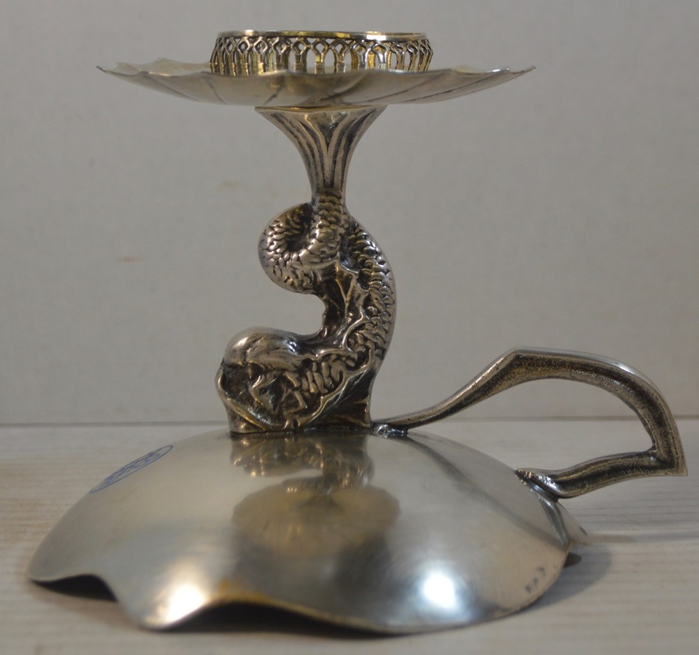 Antique Silver and Silverplate Chamberstick Candlestick