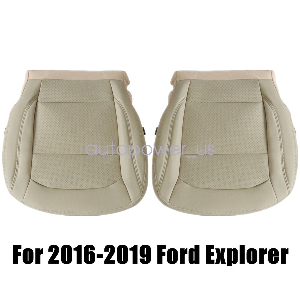 For 2016-2019 Ford Explorer Front Bottom Replacement Perf Leather Seat Cover Tan
