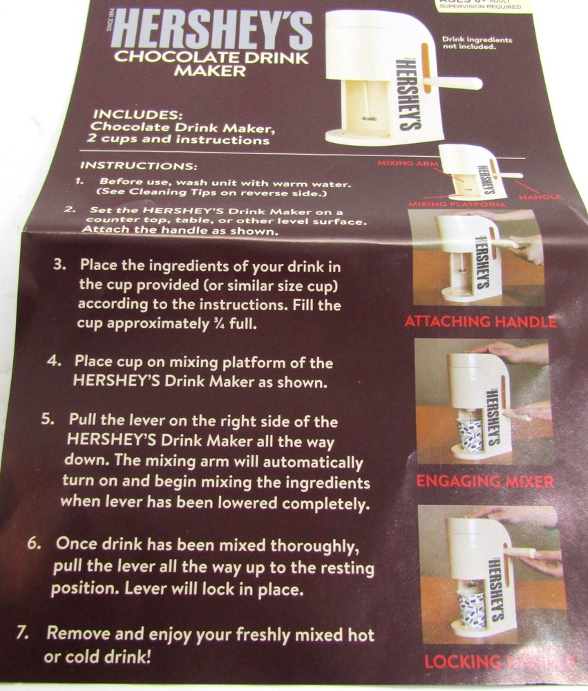 Hershey's Chocolate Drink Maker, No Paper Cups.