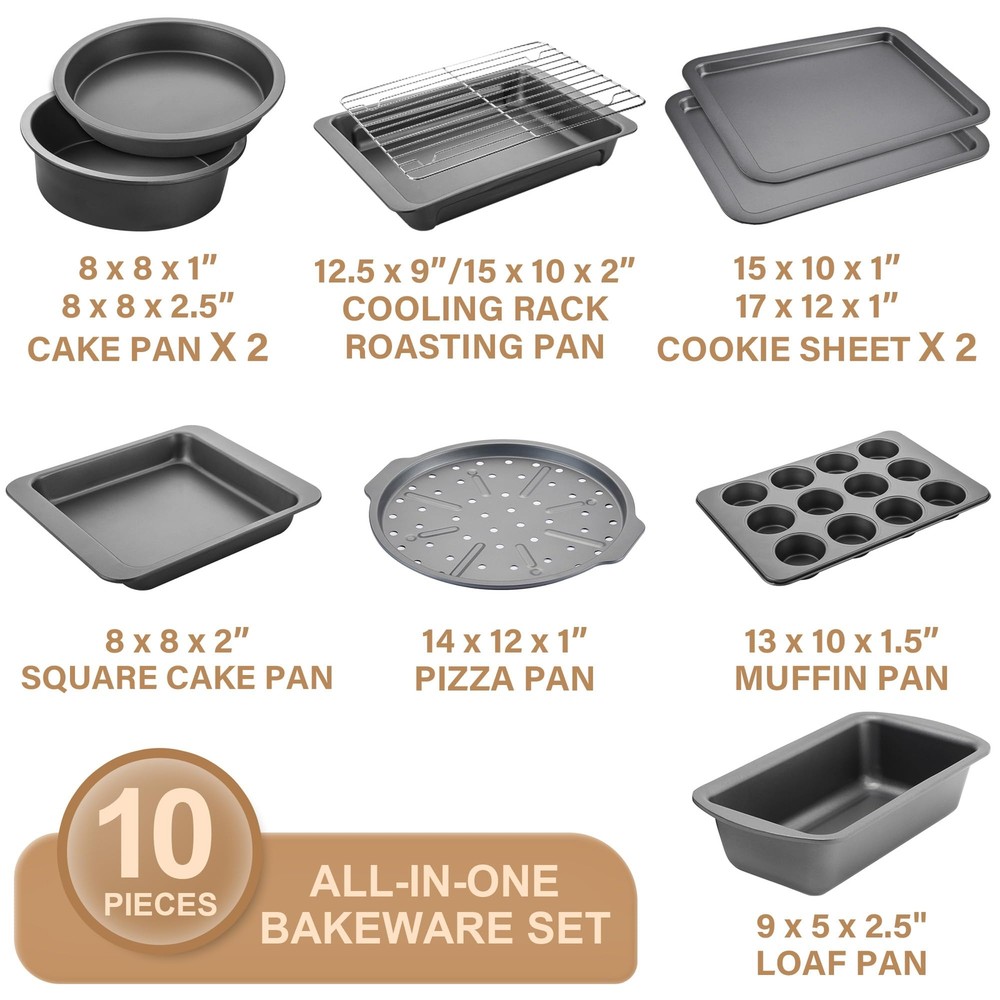 Bakeware Sets, Baking Pans Set, Nonstick Oven Pan for Kitchen with Wider Grips,