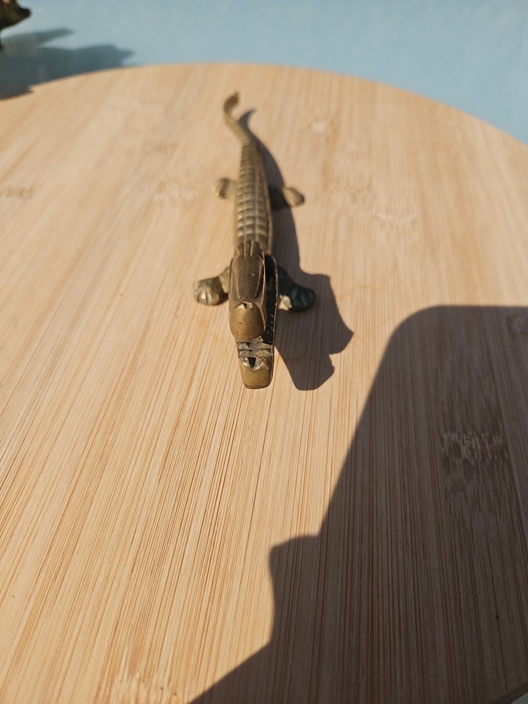 Vintage Brass Alligator Nutcracker