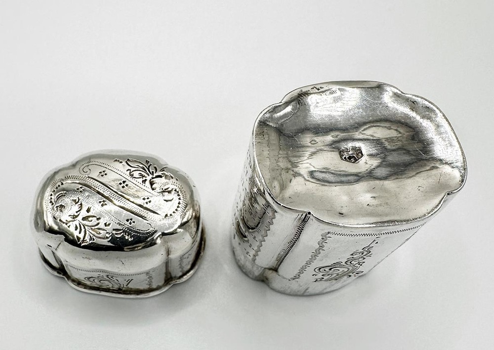 ANTIQUE DUTCH SILVER PEPPERMINT BOX 1861