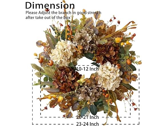 WANNA-CUL Rustic Hydrangea 24" Wreath 10-rustic Hydrangea