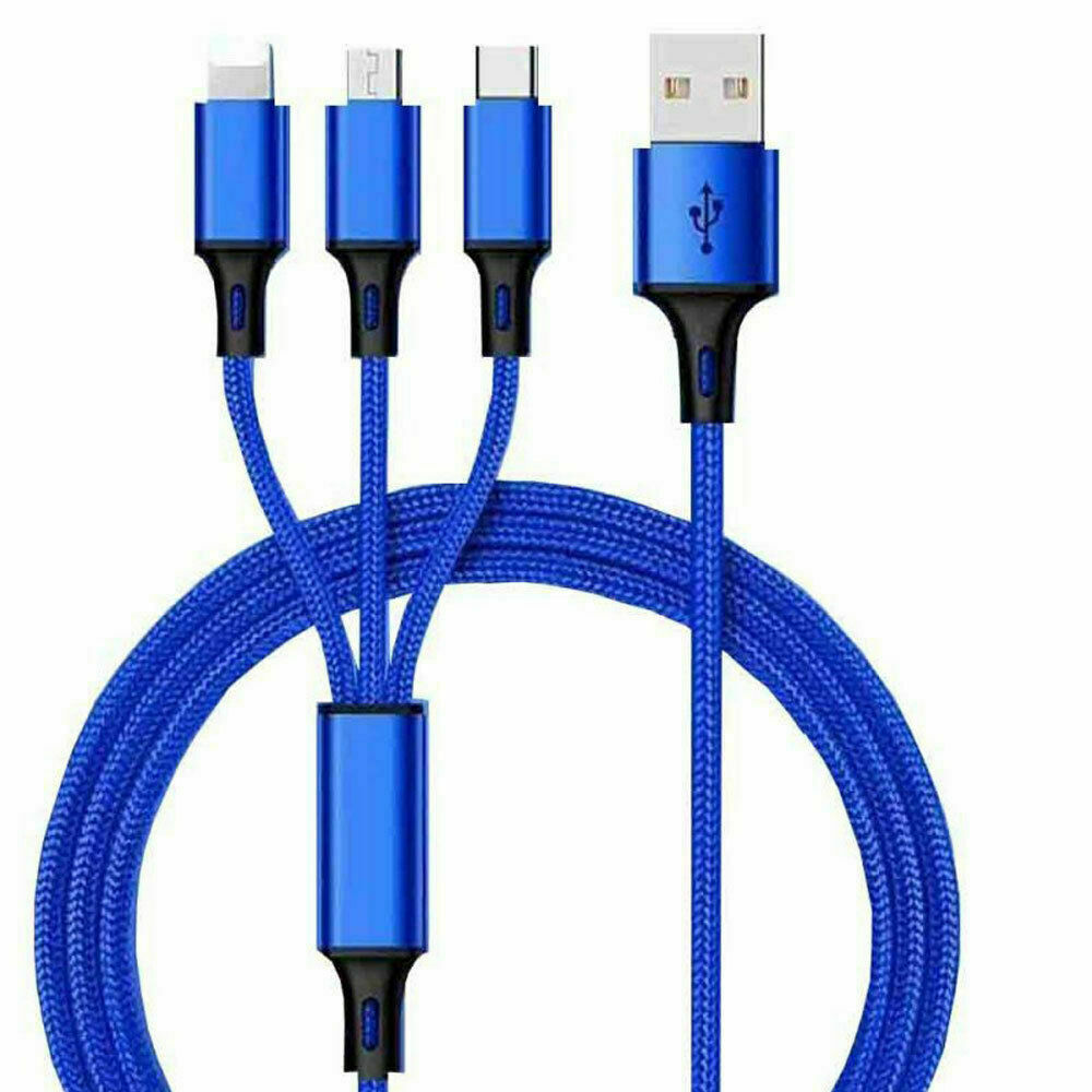 3 in 1 Fast USB Charging Cable Universal Multi Function Cell Phone Charger Cord
