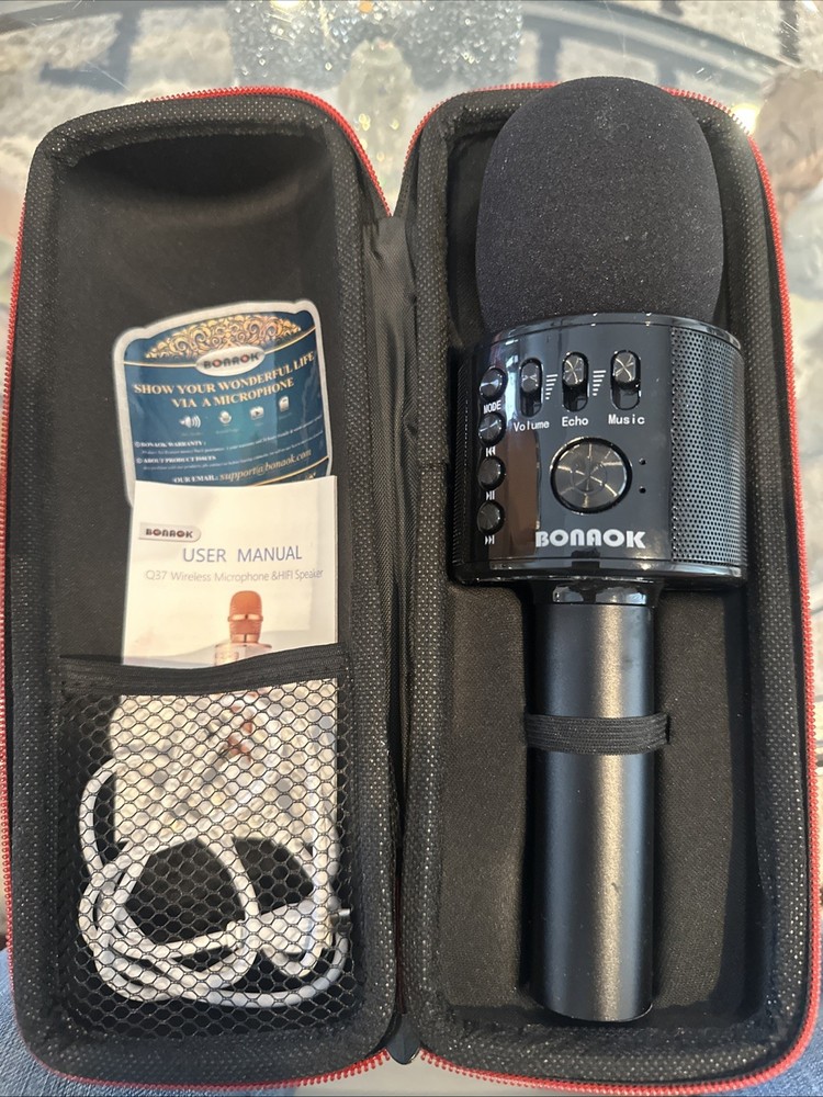bonaok wireless bluetooth karaoke microphone Q37 In Case