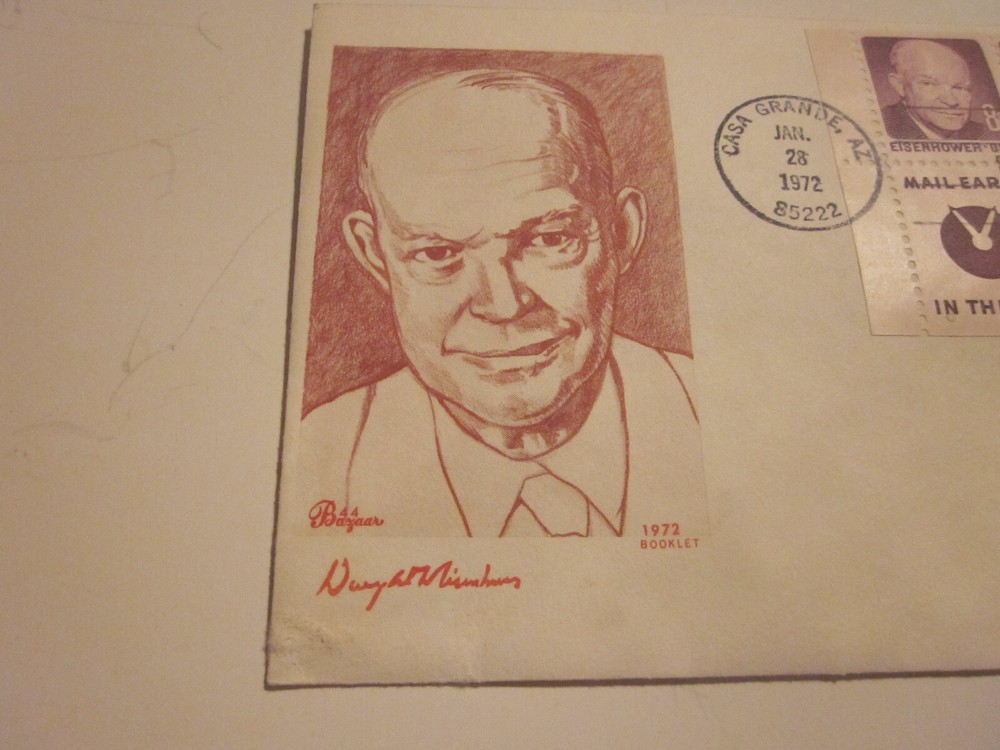 U.S. FIRST DAY COVERS #1395D EISENHOWER PANE - 7+ MAIL EARLY LABEL BAZAAR CACHET