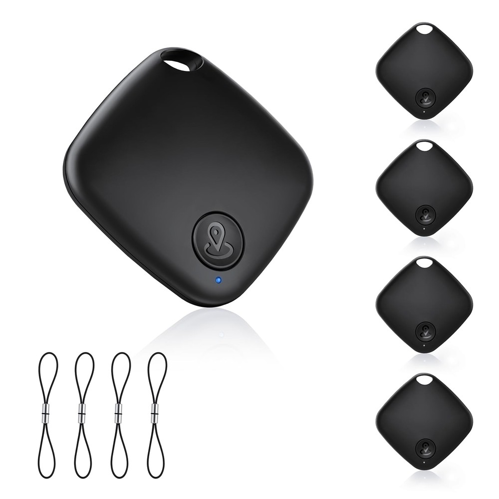 Air Tags-4 Pack Android【Google MFG Certified】, Tag Mini, Android Black