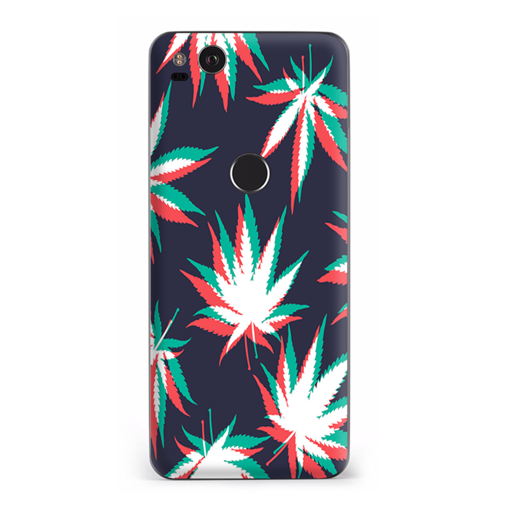 Google Pixel 2 Skins Decal Wrap 3D Holographic Weed Pot Leaf