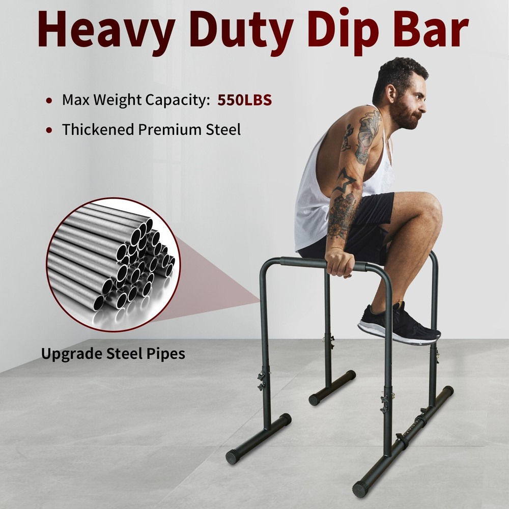 Power Tower Dip Station w/Bench Pull Up Bar Stand Adjustable For Home Strength