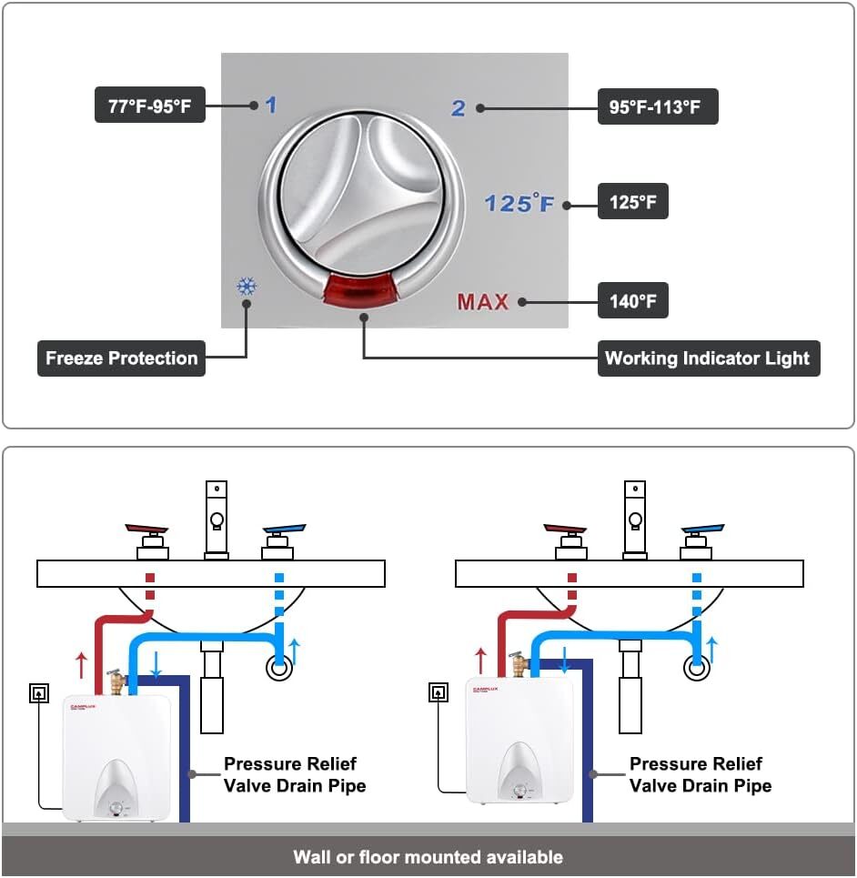 Camplux 6GPM Electric Tankless Water Heater 1400W On Demand Hot Whole House RV
