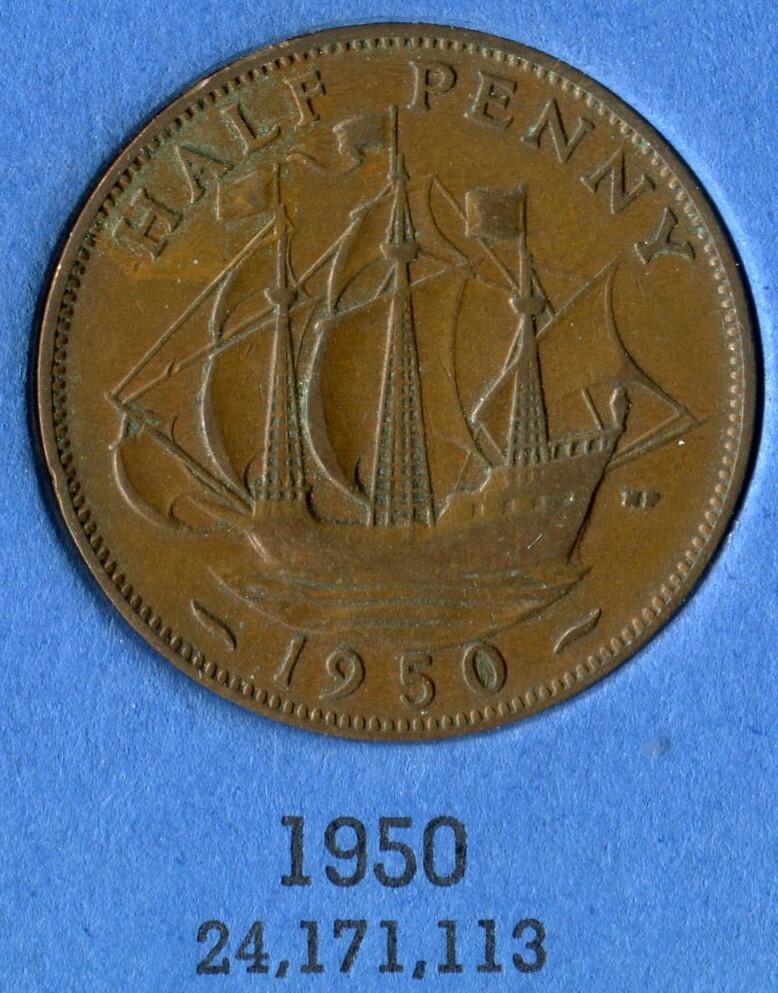 Foreign Coin - Great Britain - Half Penny (½ Penny) - 1950