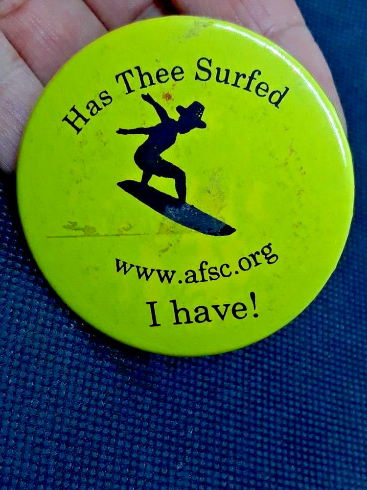 Vintage Has Thee Surfed? I Have Button Pin