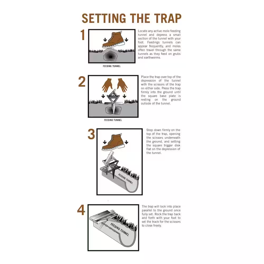 YARDDOG Step-To-Set No Digging Required Durable Steel Mole Trap