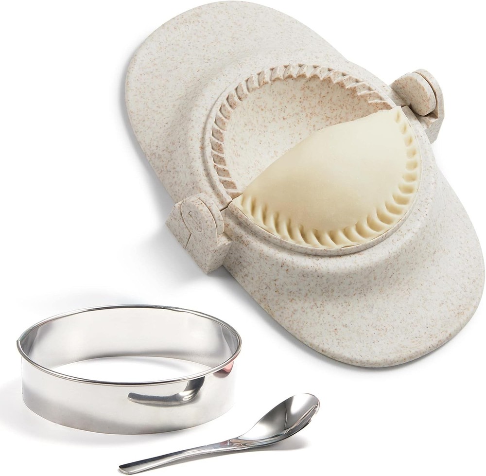 Empanada Maker Press, 5 Inch Extra Large Dumpling Set with 5, White