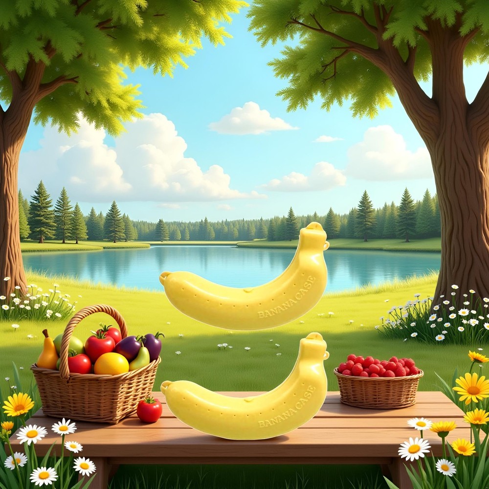 2Pcs Banana Case, Cute Protector Storage Box, Standard, Yellow