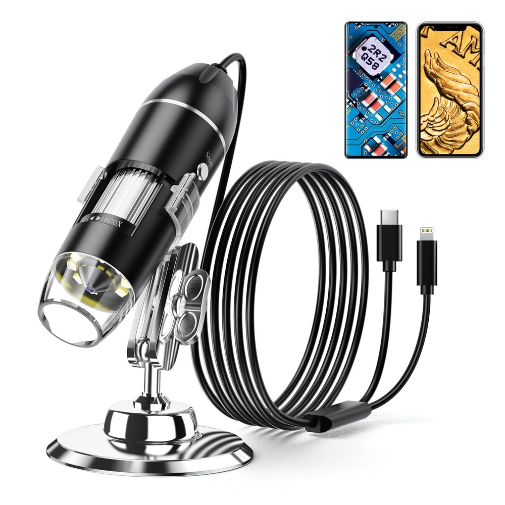 Digital Microscope, 50X-1600X Magnification Portable USB Microscope with Adju...