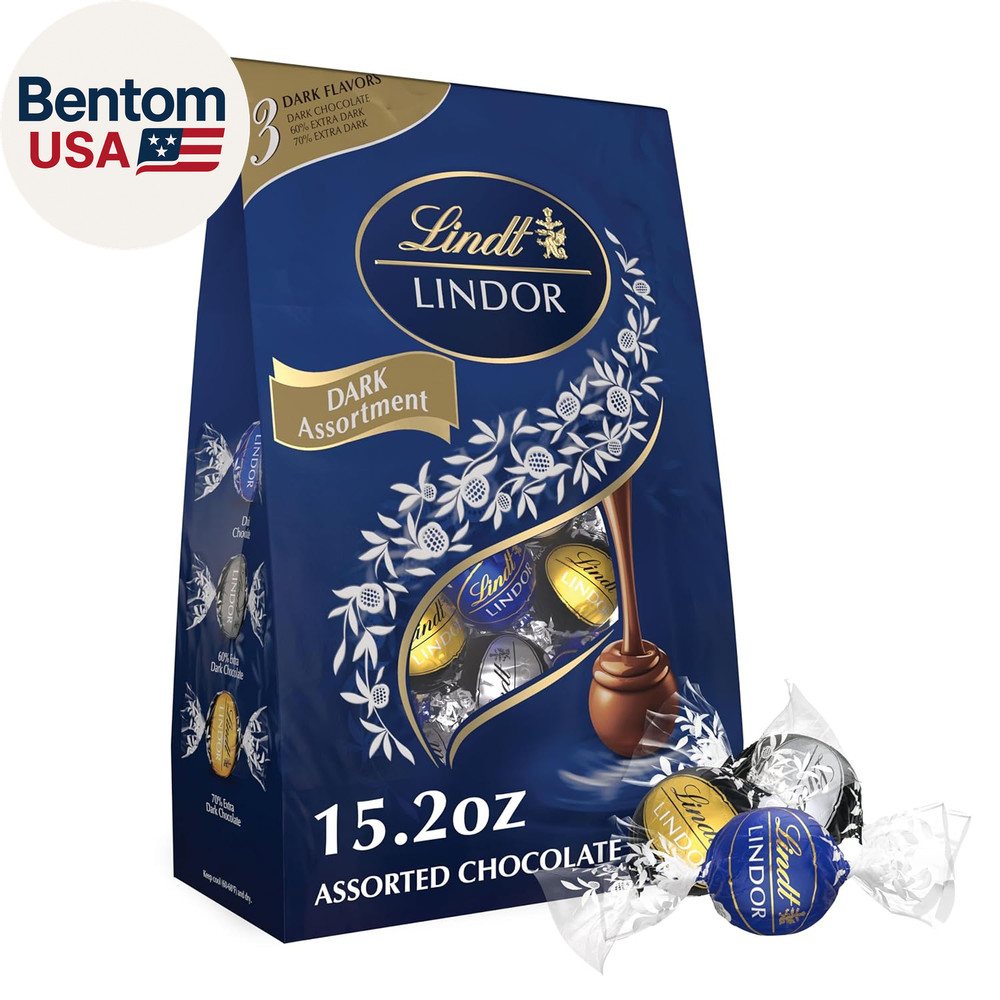 LINDOR Assorted Dark Chocolate Candy Truffles, Assorted Chocolate with Smooth, M