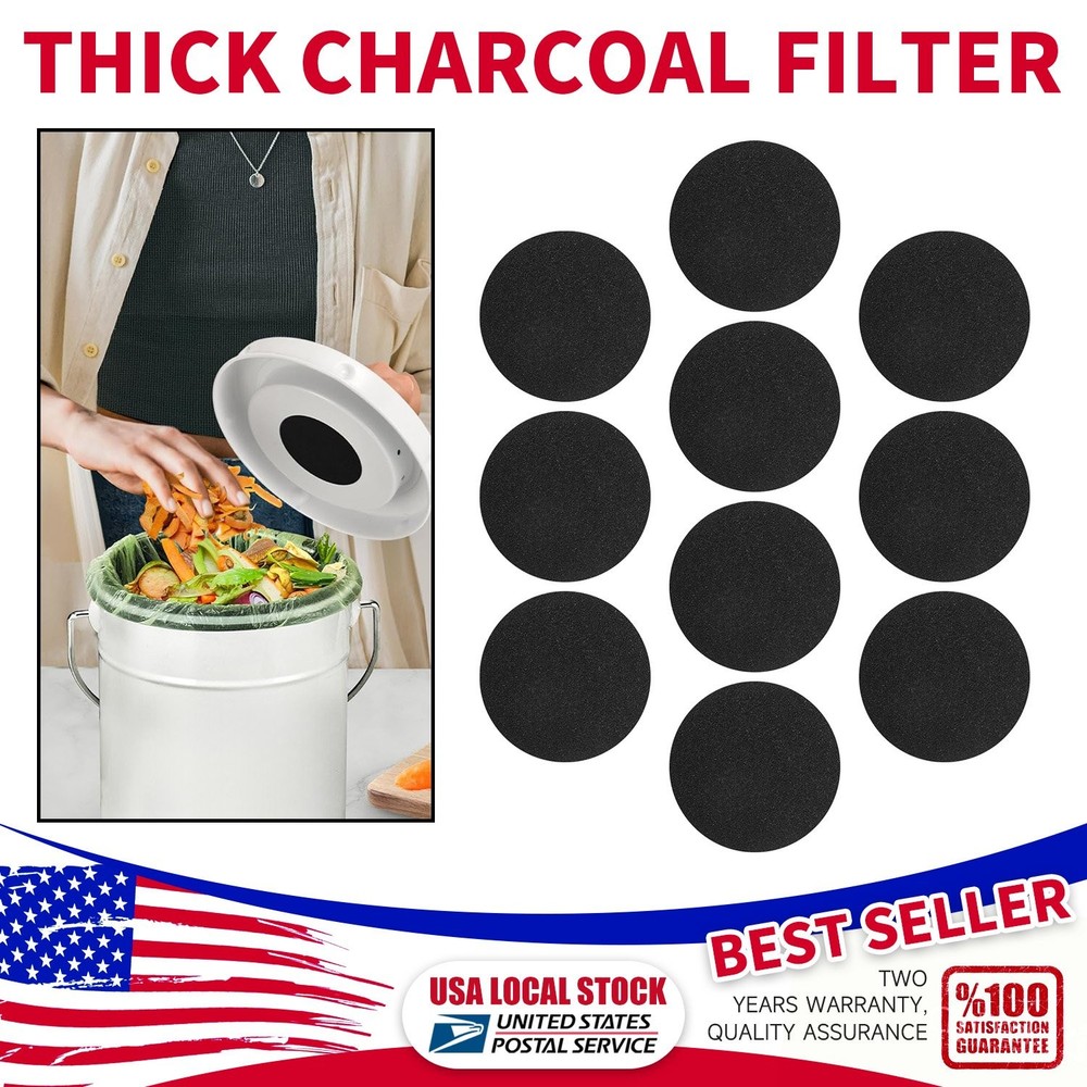 10 Pack 6.7 Inch Compost Bin Filter Media Absorb Unpleasant Odors Efficiently