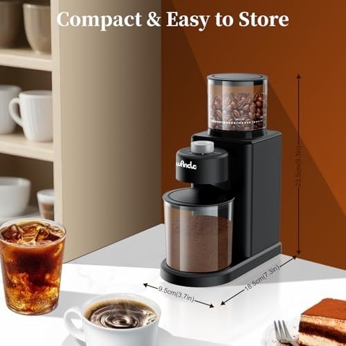 Conical Burr Coffee Grinder Electric - 200W Compact Automatic Coffee Bean Grinde
