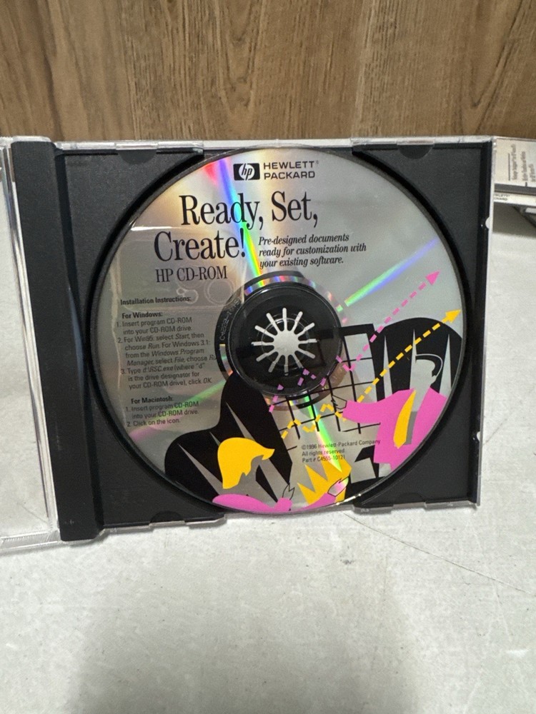 HP Ready, Set, Create CD-ROM Software Vintage Hewlett Packard Pre-Designed Docs