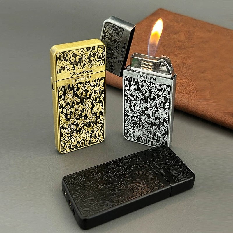 Constantine Relief Butane Lighter Vintage Thin Flint Wheel Windproof Gas...