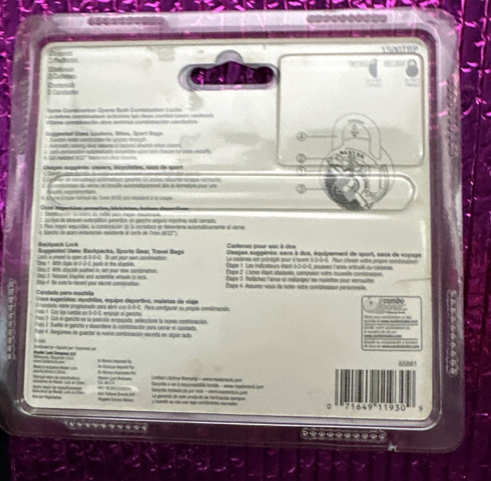 Combination Padlock Twin Pack Master 1500 series + 1 Bonus Backpack Lock