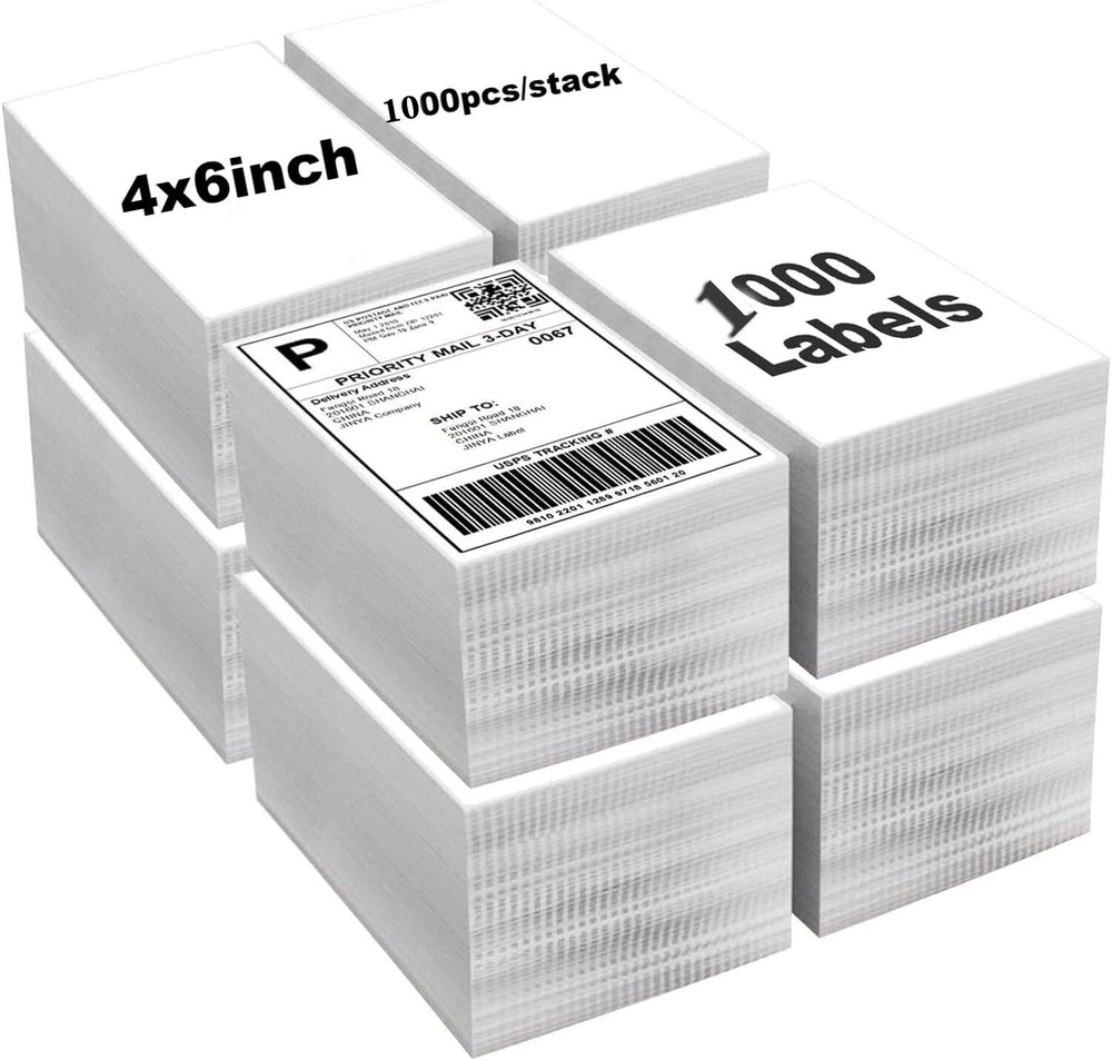 1000/Stack 4"x6" Fanfold Direct Thermal Shipping Labels Zebra & Rollo Printers