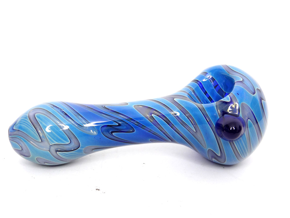 Heady Pattern Glass Hand Pipe – Unique Blue Color Pattern