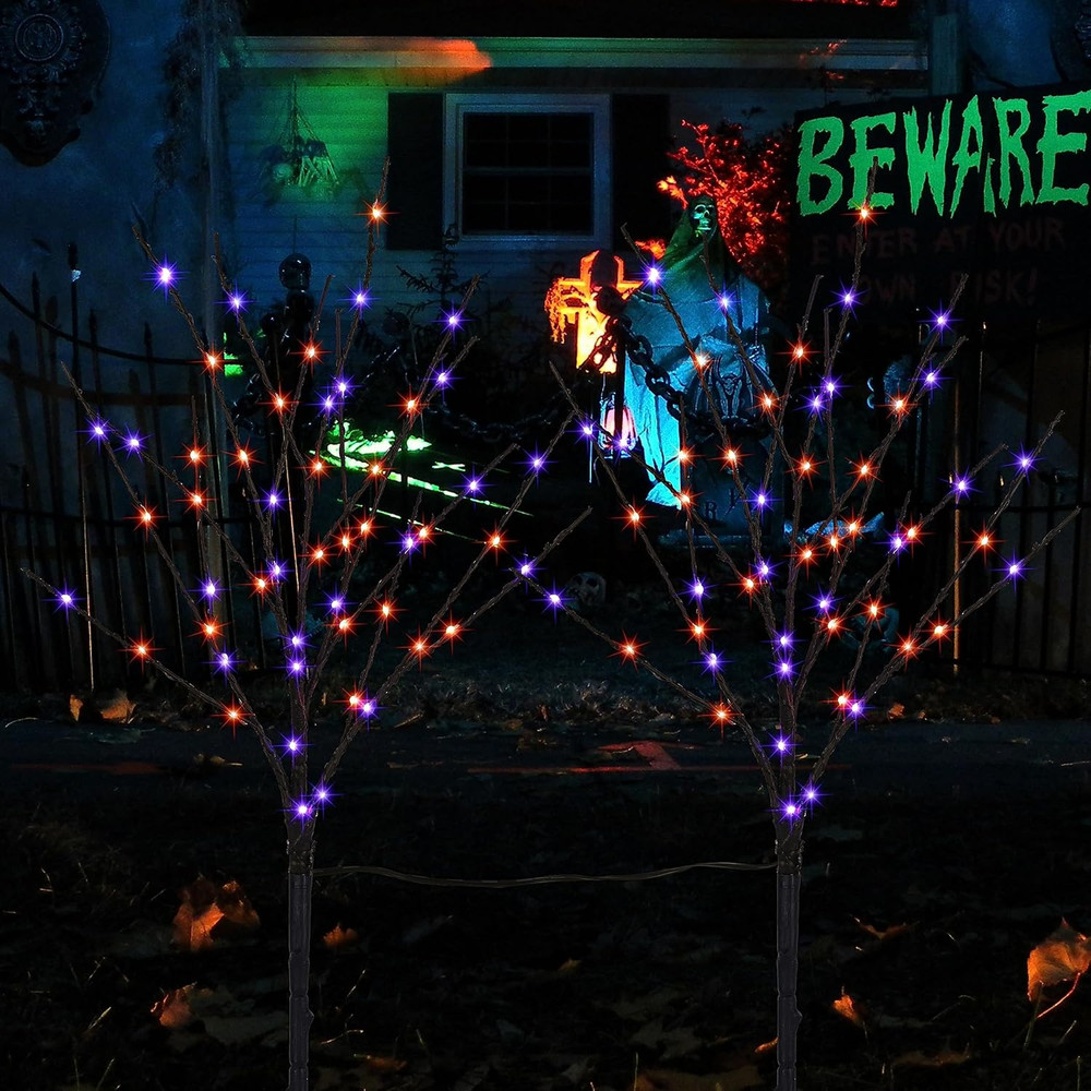 Halloween Tree Branches, 30IN 100LED Artificial Black Twig Branch