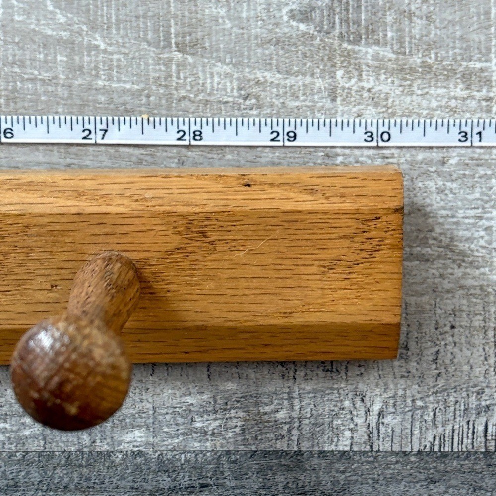 VTG Oak Peg Rail Wall Hook Rack