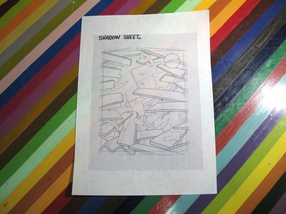 vtg KAWS art show print - working process transparency worksheet shadow sheet