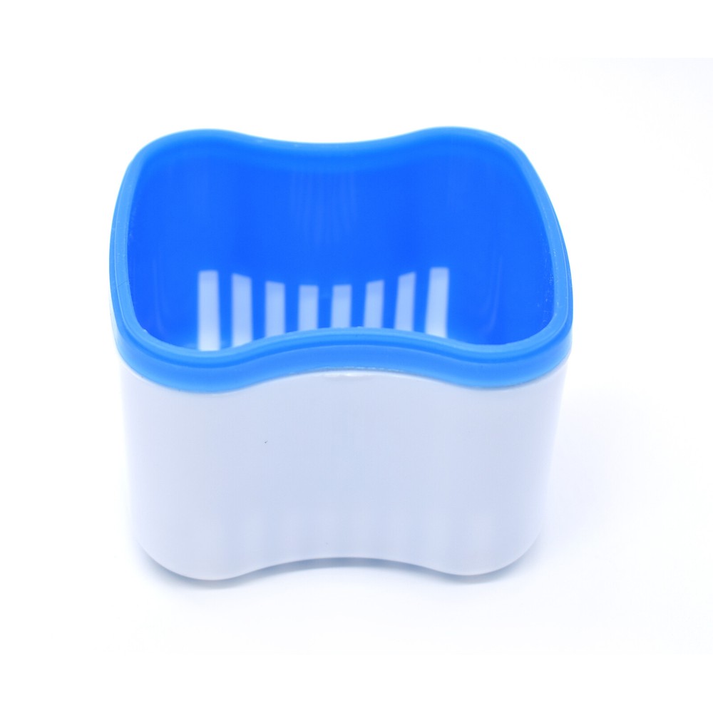 2X Denture Storage Case False Teeth Bath Box Mesh Container Organizer Cleaning