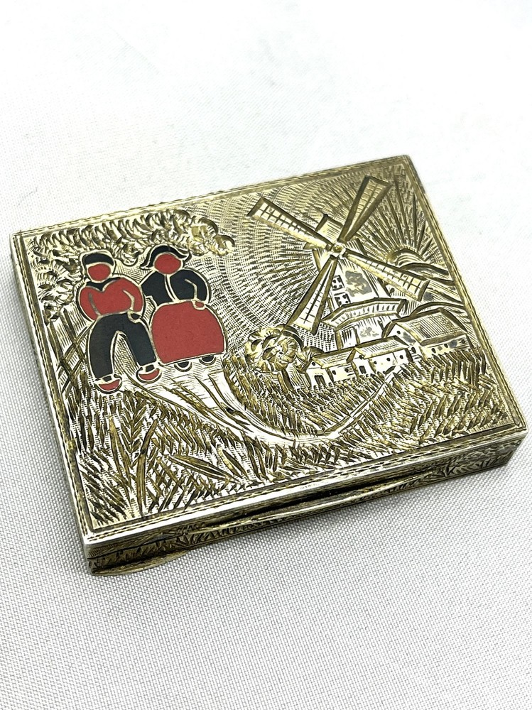 Antique Sterling Silver Made In Austria Trinket Pill Box Case