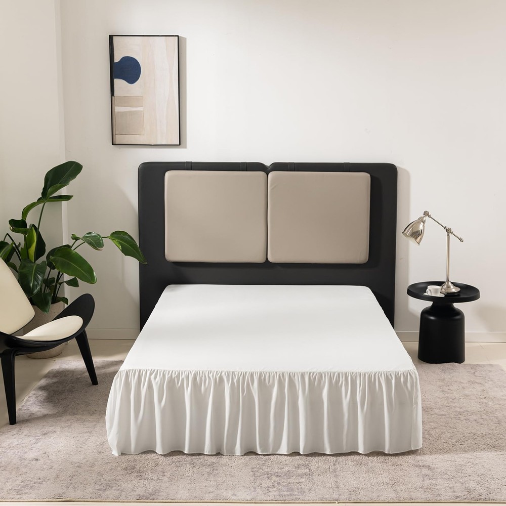 Ivory Bed Skirt Full Size Ruffled with Split 12-Full,