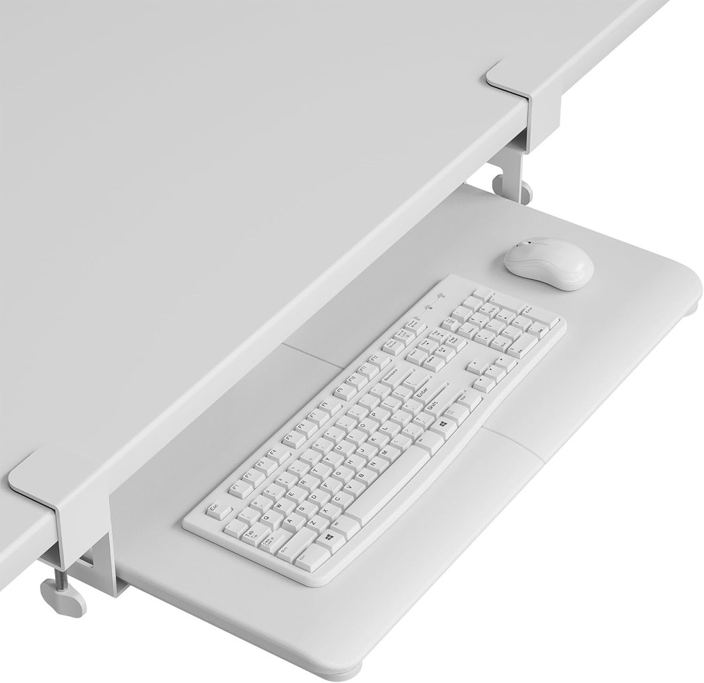 Under Desk Keyboard Tray, Pull-Out Keyboard & Mouse Platform with C-Clamp, 25...