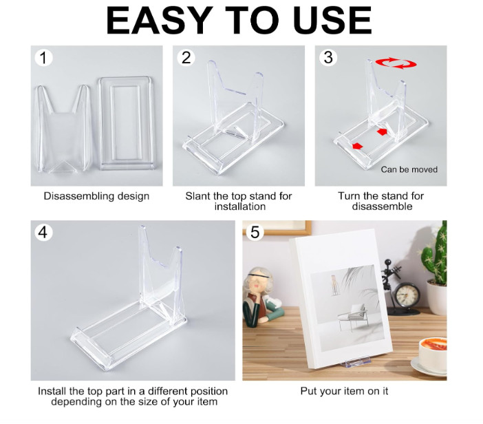 12 Pack Acrylic Book Stand for Display Adjustable Clear Display Holder Easel Col