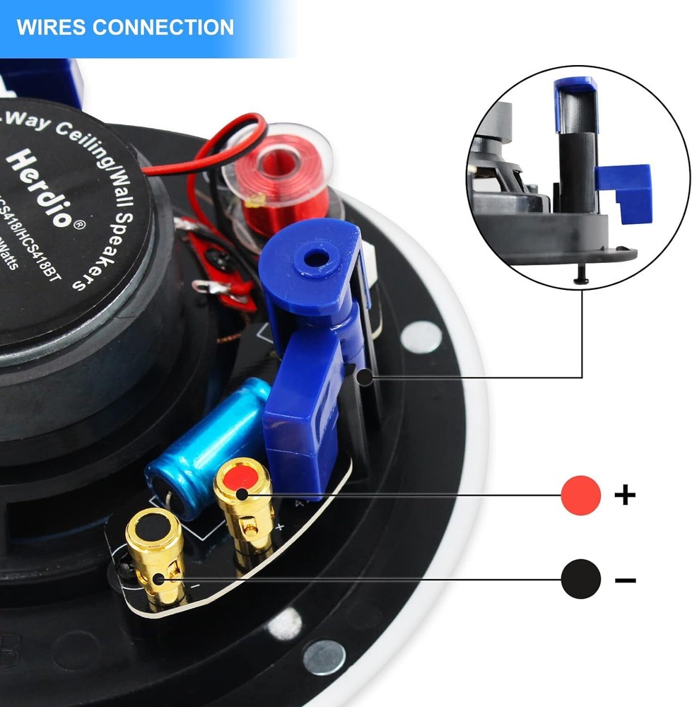 Herdio 4" Bluetooth Ceiling Speakers Kitchen Stereo Speakers Wall Flush Mount