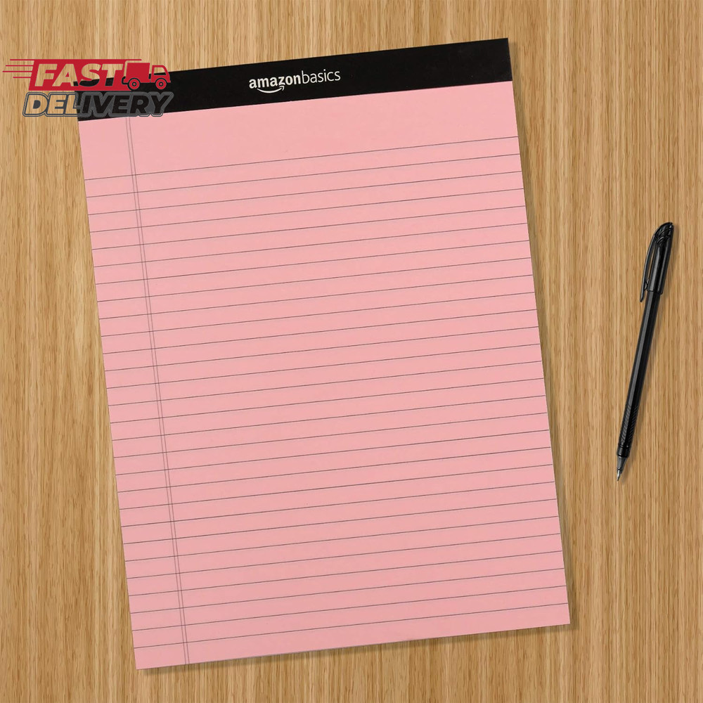 Amazon Basics Wide Ruled Lined Writing Note Pads with Sturdy Back, 8.5" X 11.75"