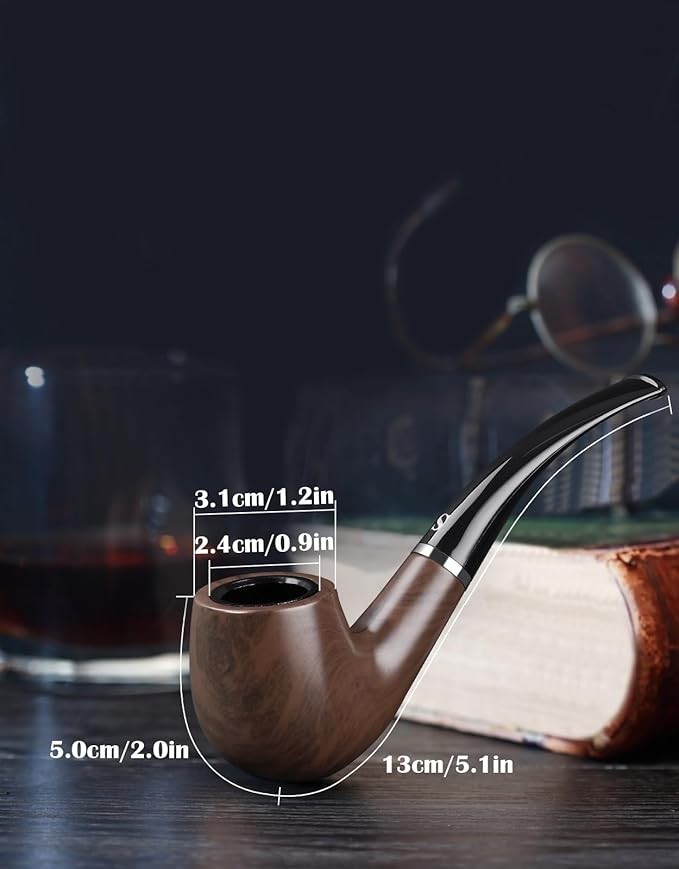 Tobacco Pipe Set, Short Handle Curved Smoking Pipe with Foldable Pipe