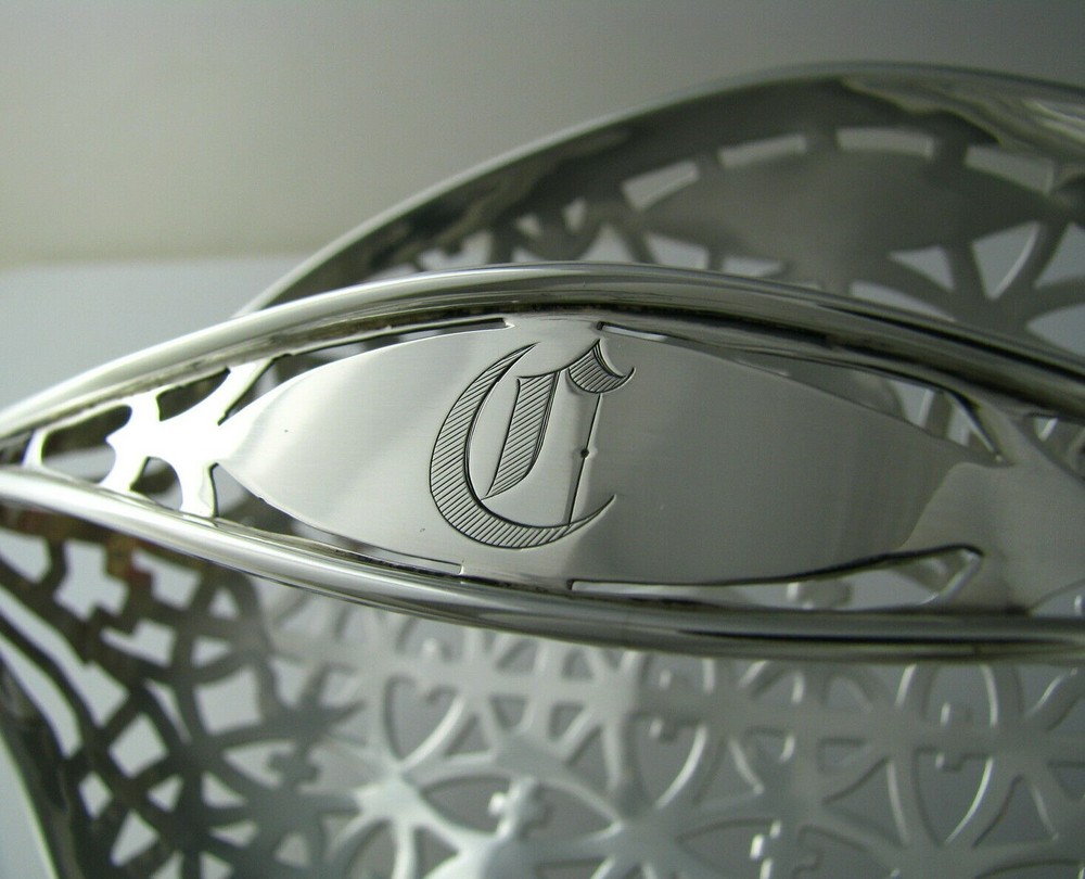 GORHAM STERLING SILVER BASKET CANDY DISH BOWL w/ HANDLE by Gorham c1909 Mono "C"