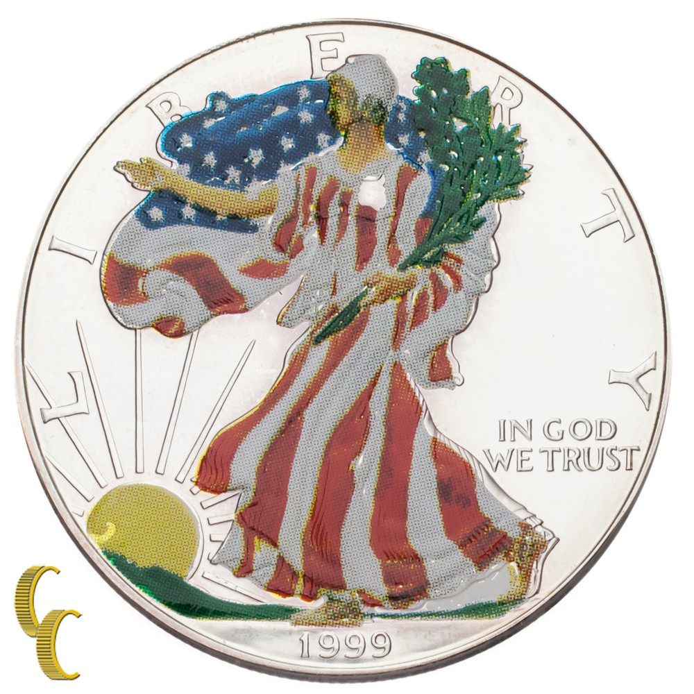 1999 Painted Walking Liberty Silver 1oz American Eagle w/ Box & CoA Uncirculated